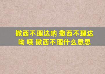 撒西不理达呐 撒西不理达呦 哦 撒西不理什么意思